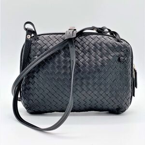 Diane B. Black Woven Leather Crossbody Bag